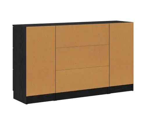 Puse 3 Pcs Melns Ozols 121 X 30 X 70 Cm Inženierijas Koks Vidaxl
