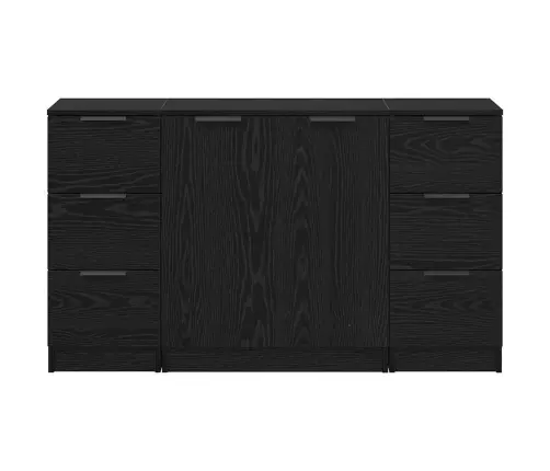 Puse 3 Pcs Melns Ozols 121 X 30 X 70 Cm Inženierijas Koks Vidaxl