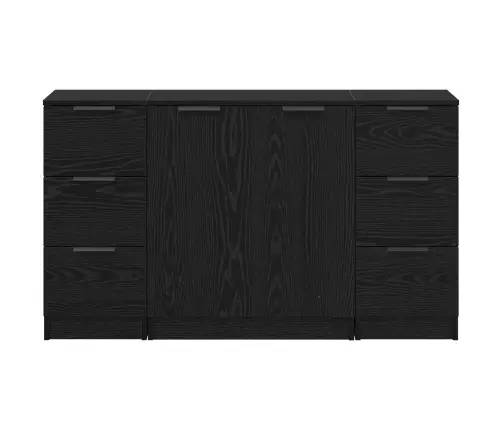 Puse 3 Pcs Melns Ozols 121 X 30 X 70 Cm Inženierijas Koks Vidaxl