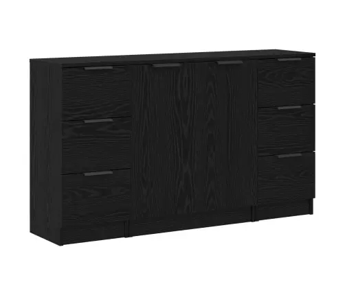 Puse 3 Pcs Melns Ozols 121 X 30 X 70 Cm Inženierijas Koks Vidaxl