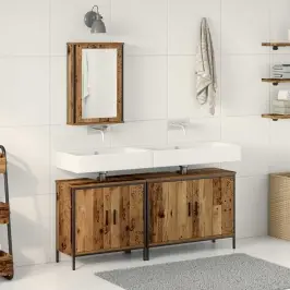 Vannitoa Mööbleset Uksega 3 Pcs Pruun 80 X 30 X 60 Cm Tehispuit