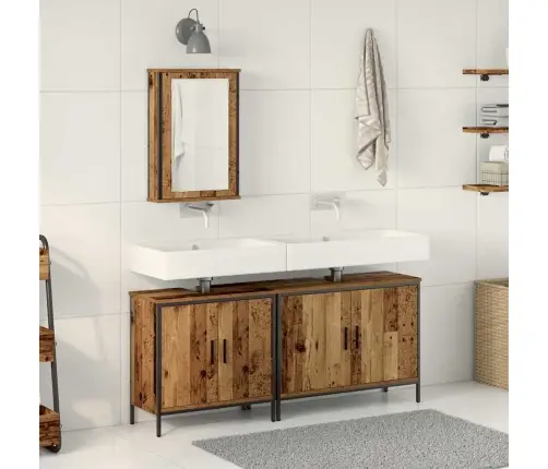 Vannitoa Mööbleset Uksega 3 Pcs Pruun 80 X 30 X 60 Cm Tehispuit