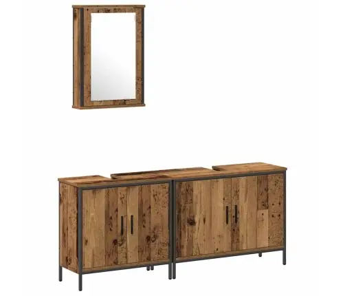Vannitoa Mööbleset Uksega 3 Pcs Pruun 80 X 30 X 60 Cm Tehispuit