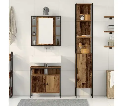 Vannas Istabas Skapju Komplekts Ar Plauktu 3 Pcs Vecs Koks Vidaxl