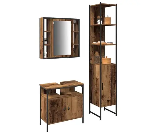 Vannas Istabas Skapju Komplekts Ar Plauktu 3 Pcs Vecs Koks Vidaxl