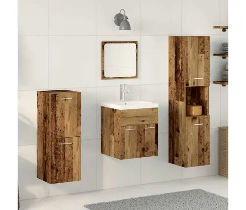 Vonios Baldų Rinkinys 4 Pcs Senovinis Medis Apdirbta Mediena