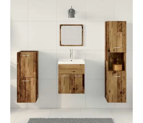 Vonios Baldų Rinkinys 4 Pcs Senovinis Medis Apdirbta Mediena