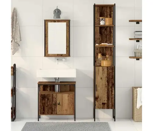 Vannas Istabas Skapītis Ar Iebūvētu Izlietni No Veca Koka Vidaxl