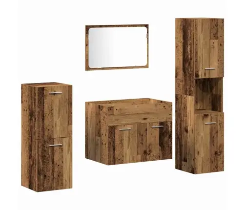 Vannas Istabas Mēbeļu Komplekts Ar Uzglabāšanu 4 Pcs Vecs Koks Vidaxl