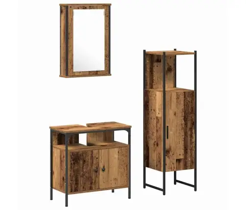 3 Gabali Vannasistabas Mēbeļu Komplekts Vecs Koks Inženierijas Koks Vidaxl