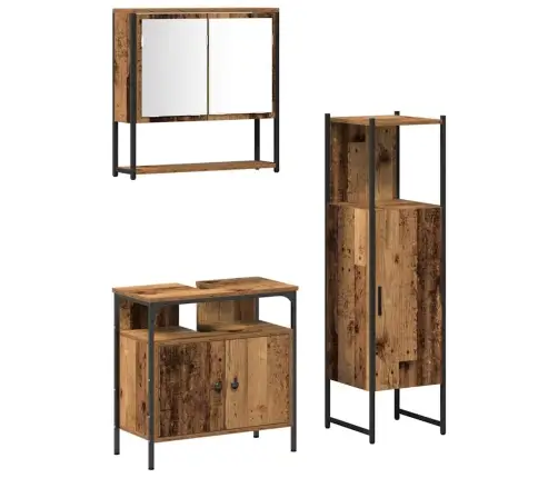 3 Daļu Vannas Istabas Mēbeļu Komplekts - Novecināts Koks Vidaxl