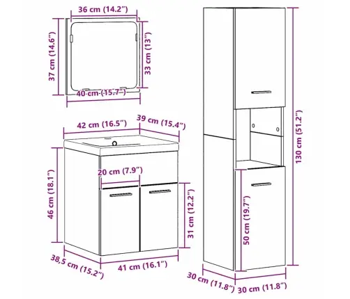 Vannitoa Mööblikomplekt 4 Pcs Vana Puit 41 X 38.5 X 46 Cm