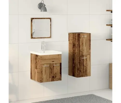 Vannitoa Mööbleset Seinale Kinnitatav 4 Pcs Vana Puit Tehispuit