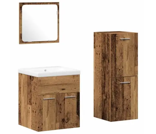 Vannitoa Mööbleset Seinale Kinnitatav 4 Pcs Vana Puit Tehispuit