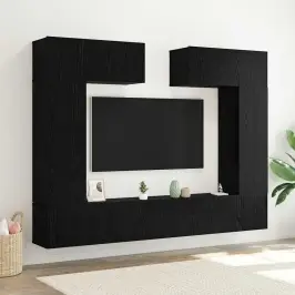 Tv Skapīšu Komplekts 6 Pcs Melns Ozols 100 X 30 X 30 Cm Vidaxl