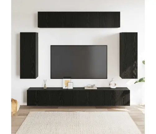 Telerikapi Komplekt 6 Pcs Must Tamm 100 X 30 X 30 Cm Tehispuit