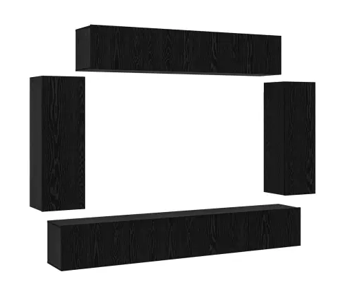 Telerikapi Komplekt 6 Pcs Must Tamm 100 X 30 X 30 Cm Tehispuit