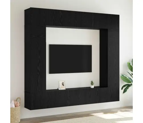 Tv Skapīšu Komplekts 8 Pcs Melns Ozols 100 X 30 X 30 Cm Vidaxl