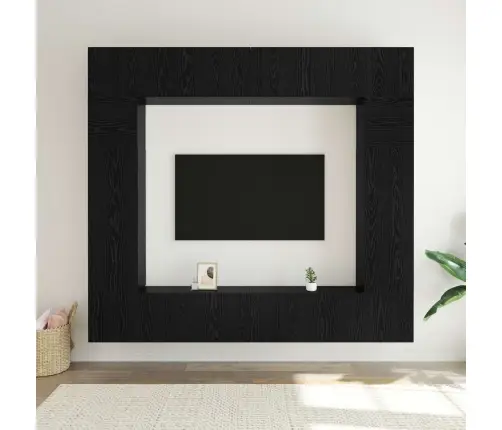 Tv Skapīšu Komplekts 8 Pcs Melns Ozols 100 X 30 X 30 Cm Vidaxl