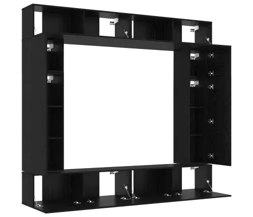 Tv Skapīšu Komplekts 8 Pcs Melns Ozols 100 X 30 X 30 Cm Vidaxl