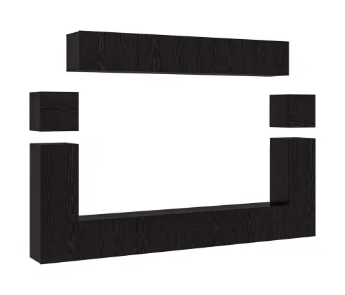 Tv Skapīšu Komplekts 8 Pcs Melns Ozols 100 X 30 X 30 Cm Vidaxl