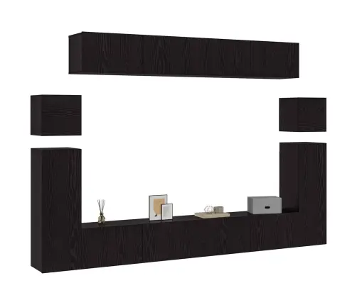 Tv Skapīšu Komplekts 8 Pcs Melns Ozols 100 X 30 X 30 Cm Vidaxl