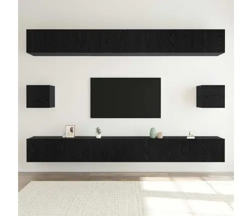 Tv Skapīšu Komplekts 8 Pcs Melns Ozols 100 X 30 X 30 Cm Vidaxl