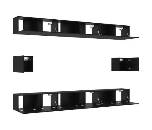 Tv Skapīšu Komplekts 8 Pcs Melns Ozols 100 X 30 X 30 Cm Vidaxl