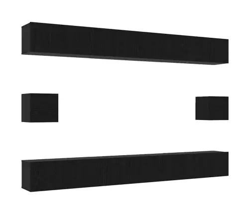 Tv Skapīšu Komplekts 8 Pcs Melns Ozols 100 X 30 X 30 Cm Vidaxl