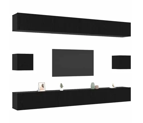 Tv Skapīšu Komplekts 8 Pcs Melns Ozols 100 X 30 X 30 Cm Vidaxl