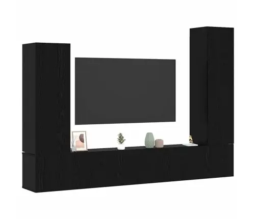 Telerikapi Komplekt 4 Pcs Must Tamm 30.5 X 30 X 110 Cm