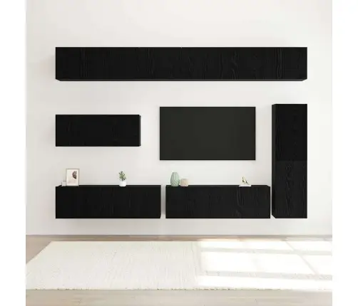 Telerikapi Komplekt 7 Pcs Must Tamm 30.5 X 30 X 110 Cm