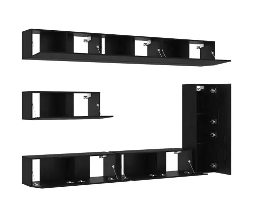 Telerikapi Komplekt 7 Pcs Must Tamm 30.5 X 30 X 110 Cm