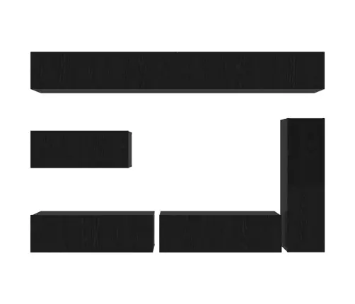 Telerikapi Komplekt 7 Pcs Must Tamm 30.5 X 30 X 110 Cm