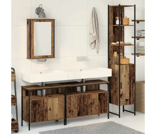 Vannitoa Mööbleset 4 Pcs Vana Puit 33 X 33 X 185.5 Cm Tehispuit
