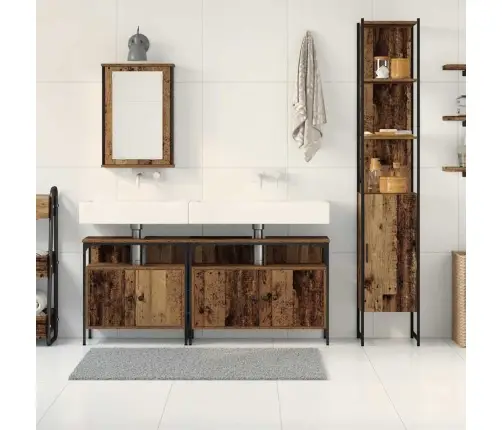 Vannitoa Mööbleset 4 Pcs Vana Puit 33 X 33 X 185.5 Cm Tehispuit