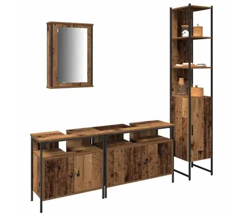 Vannitoa Mööbleset 4 Pcs Vana Puit 33 X 33 X 185.5 Cm Tehispuit