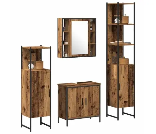 Vonios Baldų Rinkinys Su Lentyna 4 Pcs Ruda 33 X 33 X 185.5 Cm Vonios Baldų Rinkinys Su Lentyna 4 Pcs Ruda 33 X 33 X 185.5 Cm