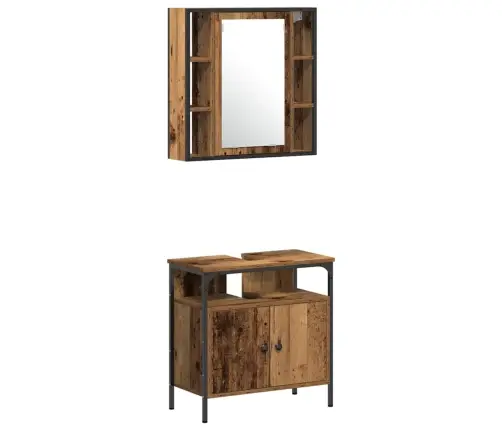 Vonios Baldų Rinkinys 4 Pcs Senovinis Medis Apdirbta Mediena