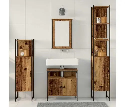 4 Daļu Vannasistabas Komplekts - Veca Koksne Vidaxl