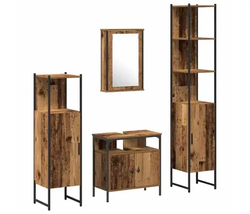 4 Daļu Vannasistabas Komplekts - Veca Koksne Vidaxl