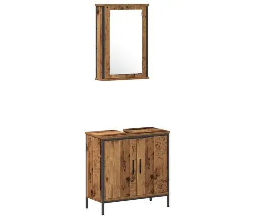 Vonios Baldų Rinkinys Su Lentyna 4 Pcs Ruda 33 X 33 X 185.5 Cm
