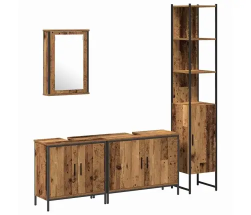 Vonios Baldų Rinkinys Su Lentyna 4 Pcs Ruda 33 X 33 X 185.5 Cm