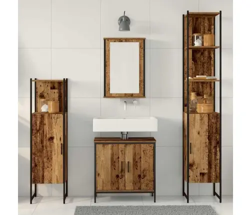 Vannitoa Mööbleset 4 Pcs Pruun 33 X 33 X 185.5 Cm Tehispuit