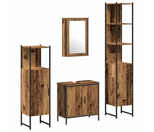 Vannitoa Mööbleset 4 Pcs Pruun 33 X 33 X 185.5 Cm Tehispuit