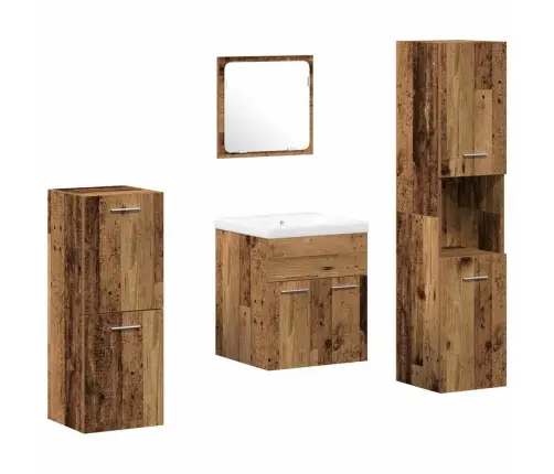 Vonios Baldų Rinkinys 5 Pcs Senas Medis Apdirbta Mediena