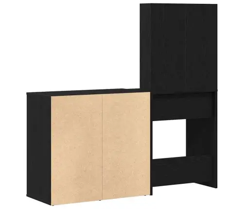 Tualetes Galdiņš Ar Led Un Kabinetu Melnā Ozolā Inženierijas Koks Vidaxl