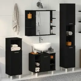Vannas Istabas Mēbeļu Komplekts 4 Pcs Melna 30 X 30 X 179.5 Cm Vidaxl
