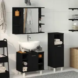 Vannas Istabas Mēbeļu Komplekts 3 Pcs Melna 30 X 30 X 99,5 Cm Vidaxl Vannas Istabas Mēbeļu Komplekts 3 Pcs Melna 30 X 30 X 99,5 Cm Vidaxl