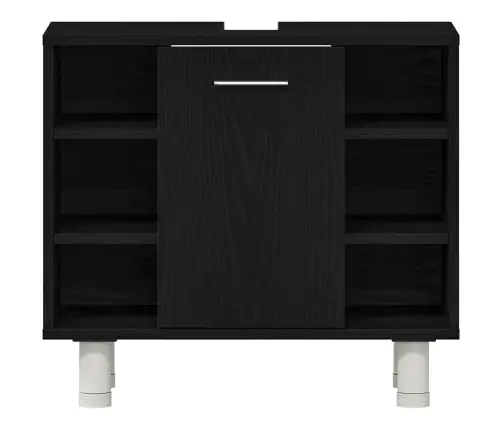 Vonios Baldų Rinkinys Su Lentyna 3 Pcs Juoda 30 X 30 X 99,5 Cm